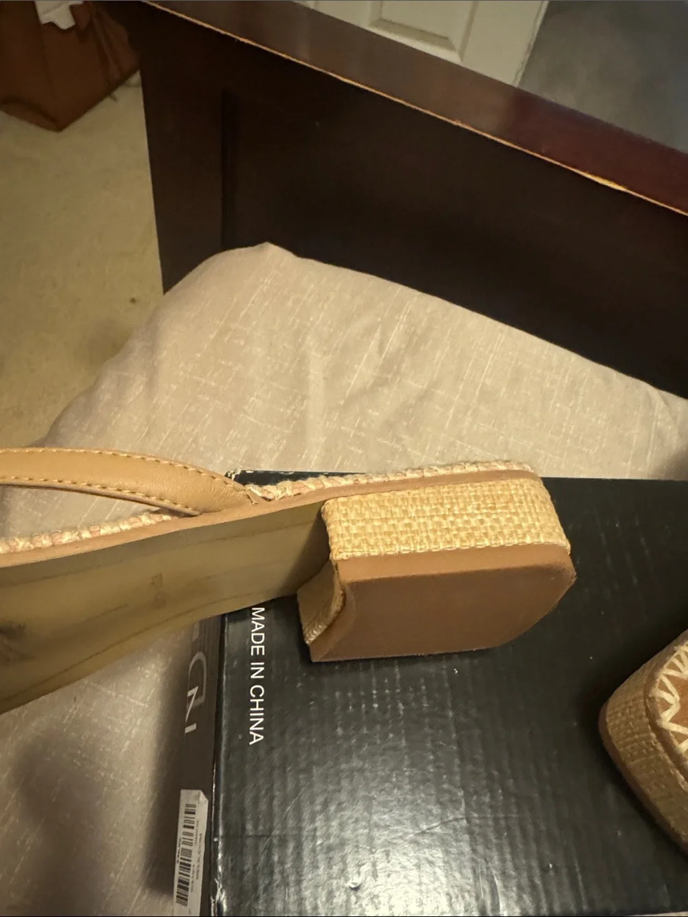 Dolce Vita Tan Suede Zigzag-Trim Thong Sandals